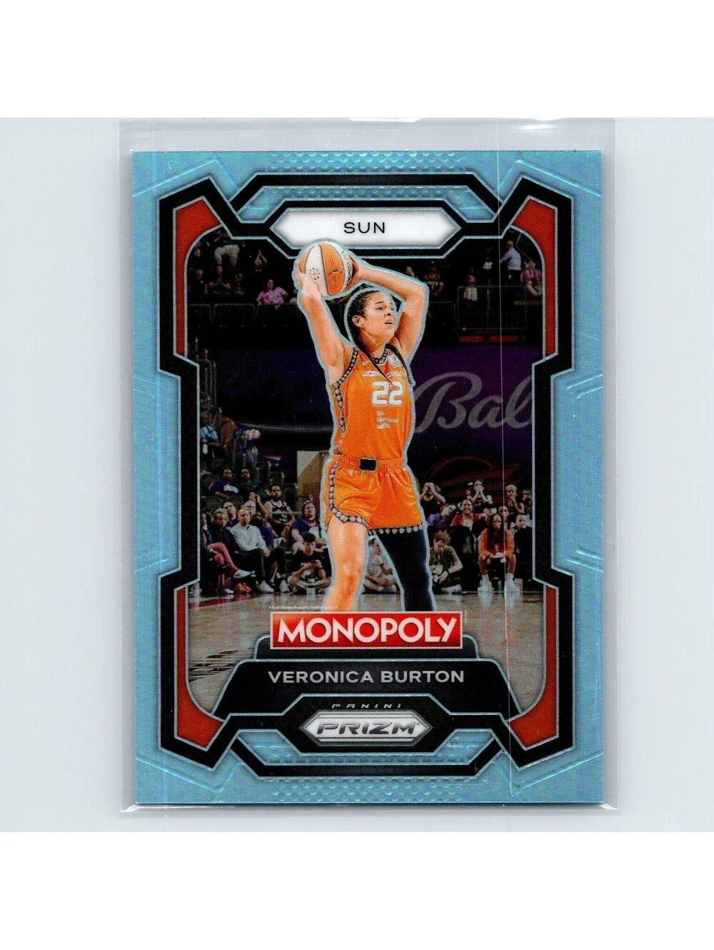 2024 Panini WNBA Monopoly Prizm Veronica Burton #1 Light Blue Prizm #/199 Sun